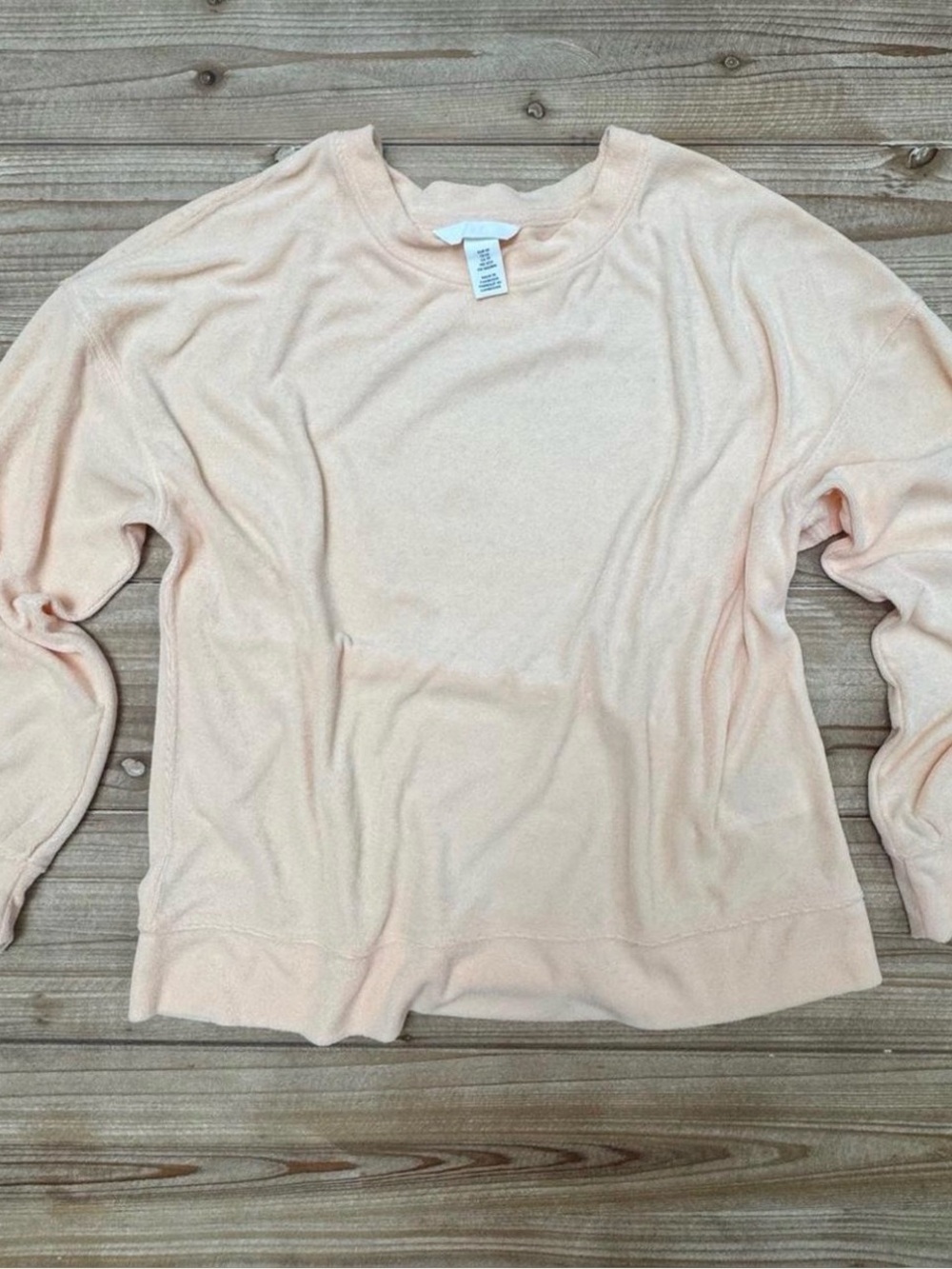 H&M Soft Peach French Terry Balloon Sleeve Top – Women’s XS